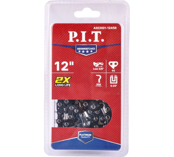 Цепь пильная P.I.T. для цепных пил ADVANCE 3/8-1,3-45, шина 12, для PKE20H-300A (), ASCH01-1245R
