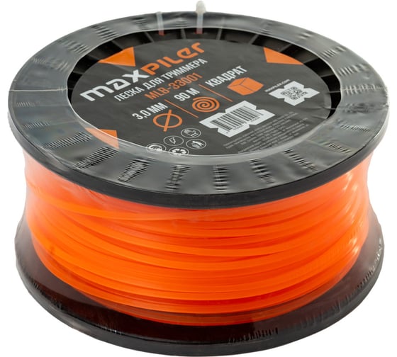 Леска для триммеров MAXPILER 3.0мм, 90м, квадрат, бухта MLB-33001