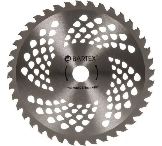 Нож для триммера BARTEX 40зуб, 230 мм, d25.4 мм, 1.6 мм, с твердыми напайками 359854