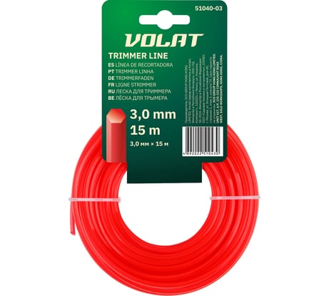 Леска 3 мм, 15 м, шестигранное сечение ВОЛАТ 51040-03