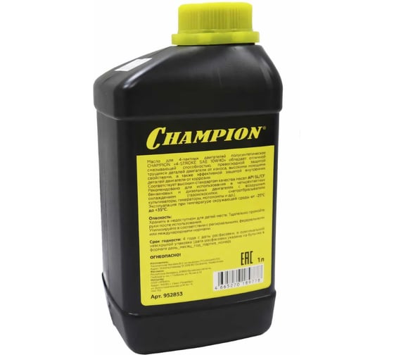 Масло полусинтетическое зимнее (1 л; 10W40; SL/CF) для 4-тактных двигателей Champion 952853