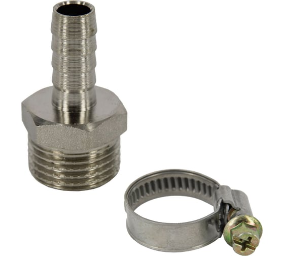 Комплект для подключения садового шланга 3/4", с наружной резьбой 1", штуцер + хомут MasterProf ДС.020040 1