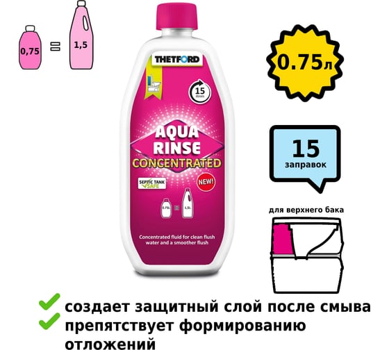 Туалетная жидкость AQUA RINSE CONCENTRATED 0.75 л Thetford 30651CW