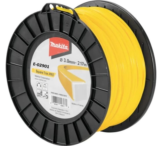 Леска триммерная квадратная усиленная 3 мм, 219 м Makita E-02901