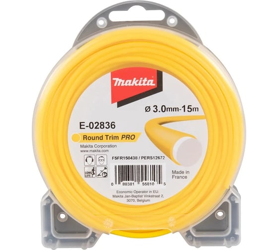 Леска триммерная круглая усиленная 3 мм, 15 м Makita E-02836 1