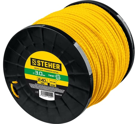Леска для триммера STEHER 3.0 мм, 240 м, витой квадрат 75025-3.0