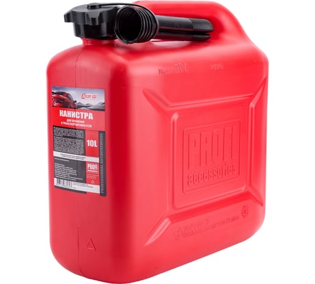 Канистра 10 л, красная для топлива в комплекте с крышкой и лейкой 3ton 55298