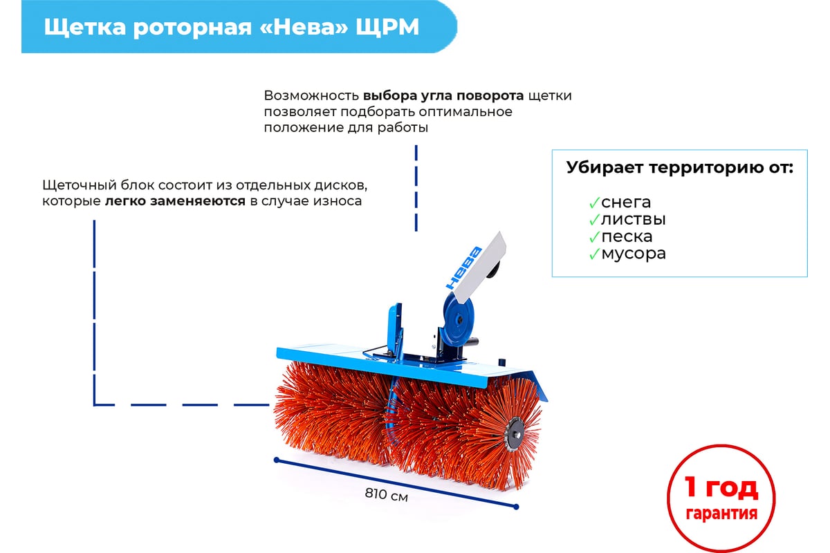 Щетка роторная ЩРМ НЕВА Мототехника 005.14.0100-01 4650333310572