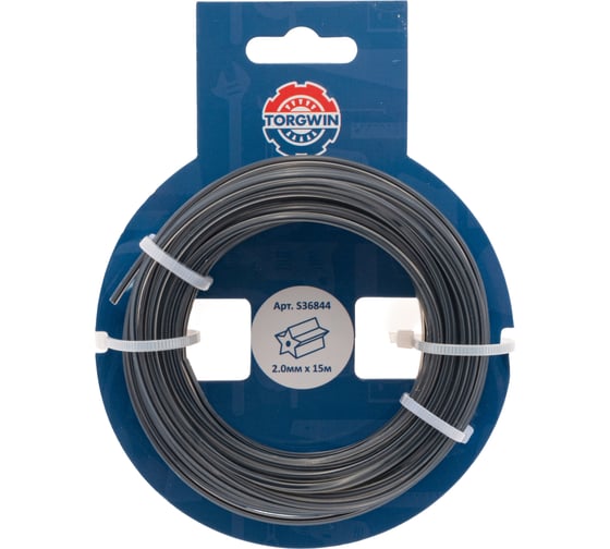 Леска для триммера 2 мм, 15 м, звезда с графитовым наполнителем, серебро TORGWIN S36844