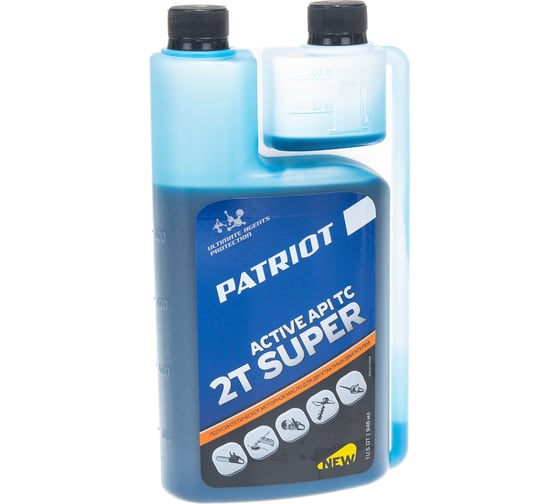 Масло Super Active 2T с дозатором (0.946 л) для 2-х тактных двигателей Patriot. . Цена: 0, техническое описание, фасовка, соответствие двигателям техники.