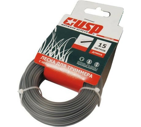 Леска с нейлоновым сердечником 15 м, 4 мм, круг для триммера Usp 78275