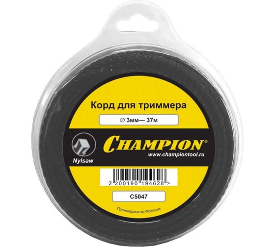 Корд триммерный NYLSAW черный (3.0 мм; 37 м) CHAMPION C5047 1