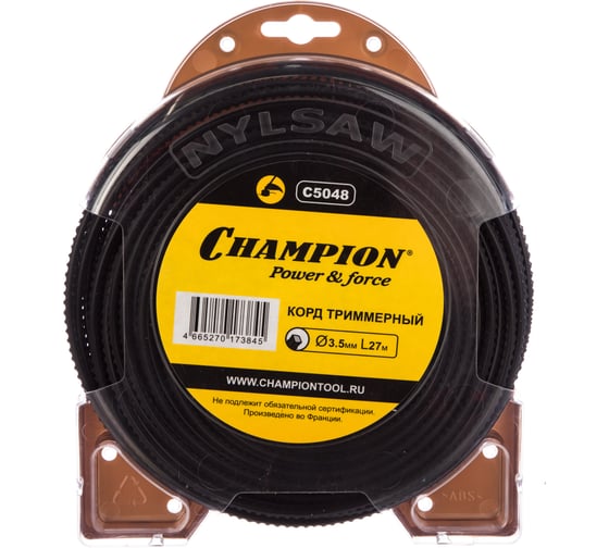 Корд триммерный черный NYLSAW (3.5 мм; 27 м) CHAMPION C5048 1