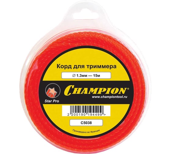 Корд триммерный Star Pro (1.3 мм; 15 м; звезда) CHAMPION C5038 1