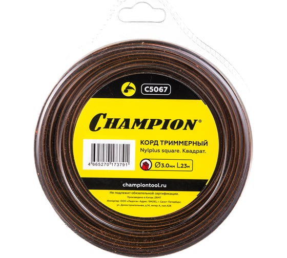 Корд триммерный Nylplus Square (3.0 мм; 23 м; квадрат) CHAMPION C5067