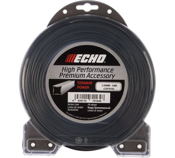 Корд триммерный Titanium Power Line (2.5 мм; 64 м; квадрат) ECHO C2070164
