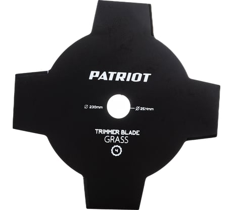 Нож 4-лопастной PT-GCB4T (230 мм; 25.4 мм; 1.6 мм) для триммеров PATRIOT 809115205