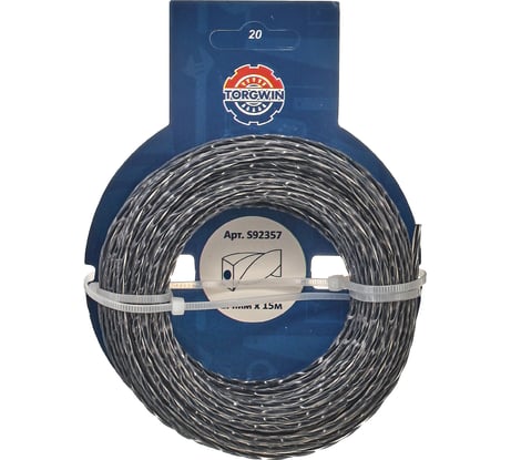 Леска для триммера TORGWIN 2.4мм/15м витой квадрат с графитовым сердечником серебро S92357
