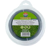 Леска для триммера 4 мм, 41 м, 450 г, серебро, витой квадрат со стержнем TORGWIN TG204B-40