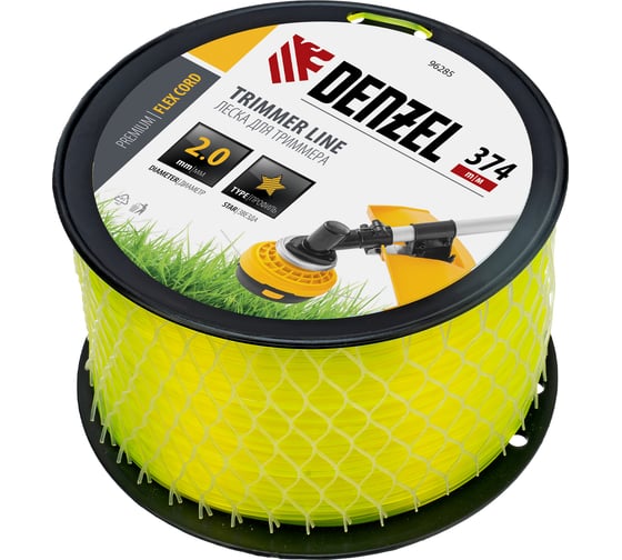Леска FLEX CORD звезда 2 мм, 374 м, на DIN катушке для триммера Denzel 96285