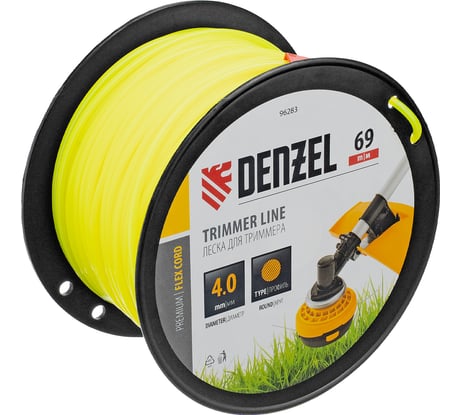 Леска FLEX CORD круглая 4 мм, 69 м, на DIN катушке для триммера Denzel 96283