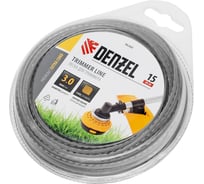 Леска EXTRA CORD двухкомпонентная зубчатый квадрат 3 мм, 15 м, блистер для триммера Denzel 96260