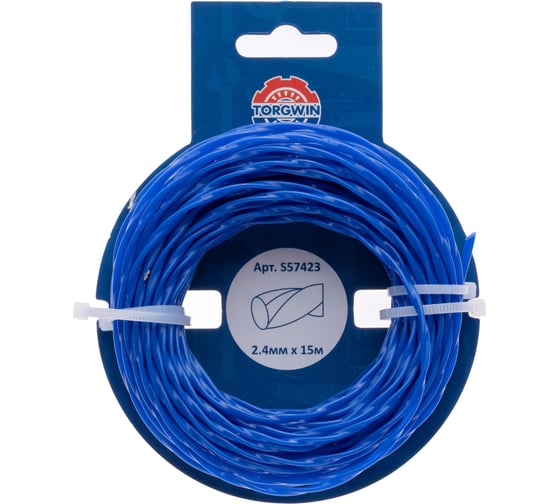 Леска для триммера 2.4 мм, 15 м, витой эллипс, синяя tgs TORGWIN S57423