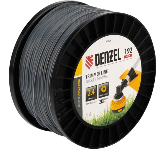 Леска двухкомпонентная EXTRA CORD (2.4 мм, 192 м, круглая, на DIN катушке) для триммера Denzel 96808 1