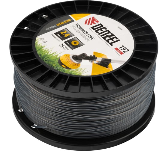 Леска двухкомпонентная EXTRA CORD (2.4 мм, 192 м, круглая, на DIN катушке) для триммера Denzel 96808