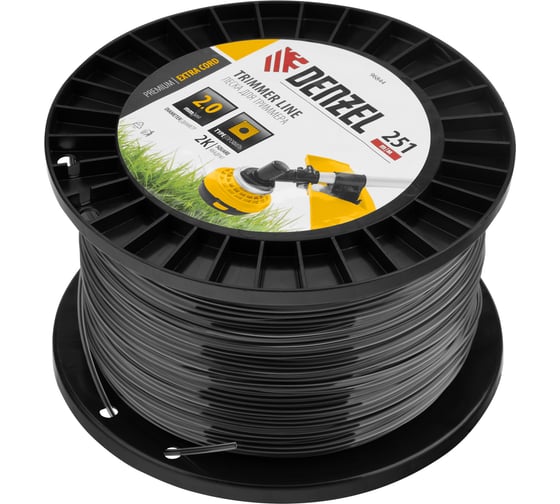 Леска двухкомпонентная EXTRA CORD (2 мм, 251 м, квадрат, на DIN катушке) для триммера Denzel 96844