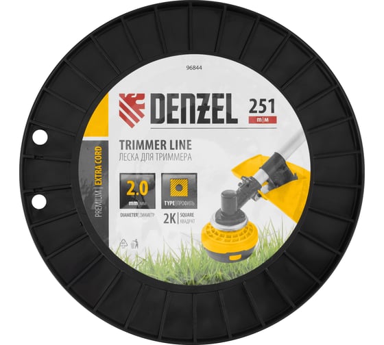 Леска двухкомпонентная EXTRA CORD (2 мм, 251 м, квадрат, на DIN катушке) для триммера Denzel 96844