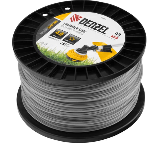 Леска двухкомпонентная EXTRA CORD (4 мм, 93 м, звезда, на DIN катушке) для триммера Denzel 96816