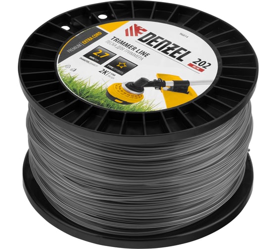 Леска двухкомпонентная EXTRA CORD (2.7 мм, 202 м, звезда, на DIN катушке) для триммера Denzel 96814