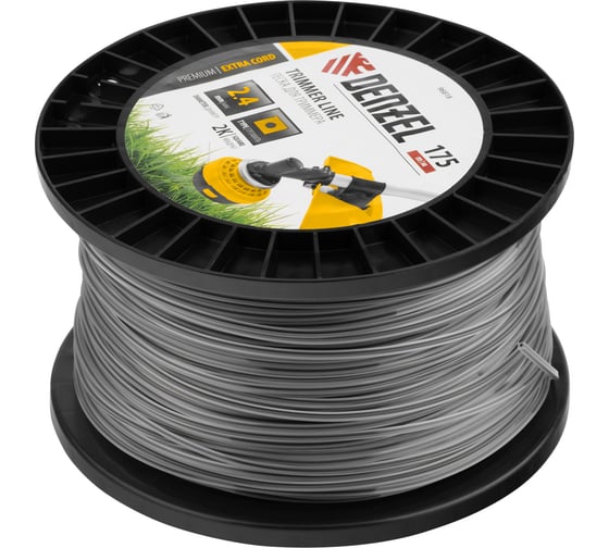 Леска двухкомпонентная EXTRA CORD (2.4 мм, 175 м, квадрат, на DIN катушке) для триммера Denzel 96818