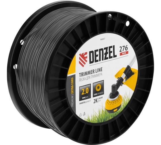 Леска двухкомпонентная EXTRA CORD (2 мм, 276 м, круглая, на DIN катушке) для триммера Denzel 96807