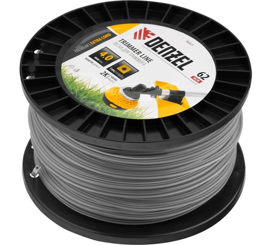 Леска двухкомпонентная EXTRA CORD (4 мм, 62 м, квадрат, на DIN катушке) для триммера Denzel 96821