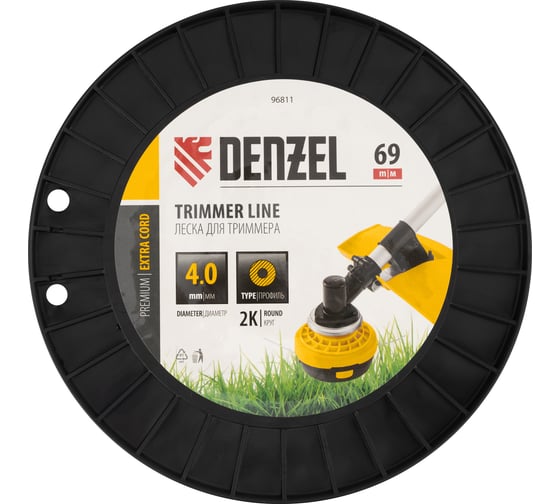 Леска двухкомпонентная EXTRA CORD (4 мм, 69 м, круглая, на DIN катушке) для триммера Denzel 96811
