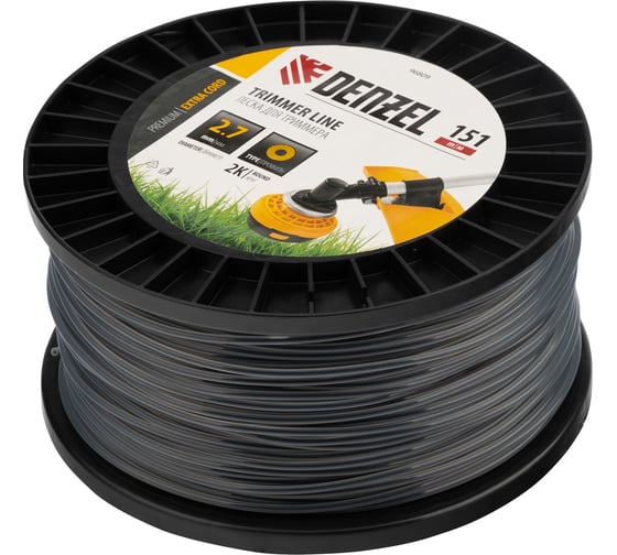 Леска двухкомпонентная EXTRA CORD (2.7 мм, 151 м, круглая, на DIN катушке) для триммера Denzel 96809
