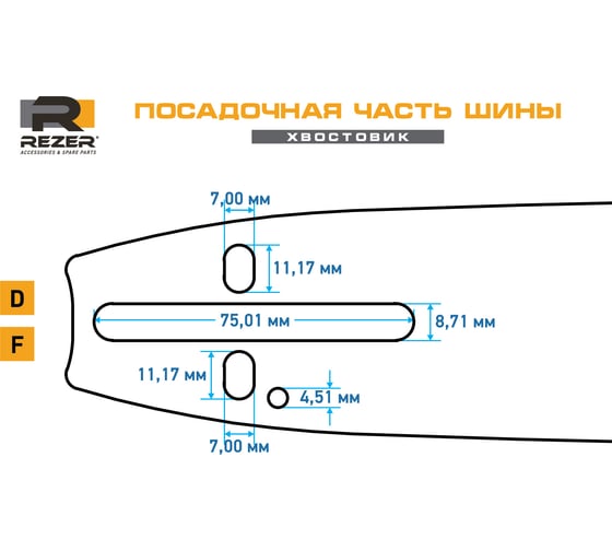 Шина направляющая Rancher 455 L 8 F (45 см; 1.5 мм; 0.325") для цепных пил Rezer 04.001.00006