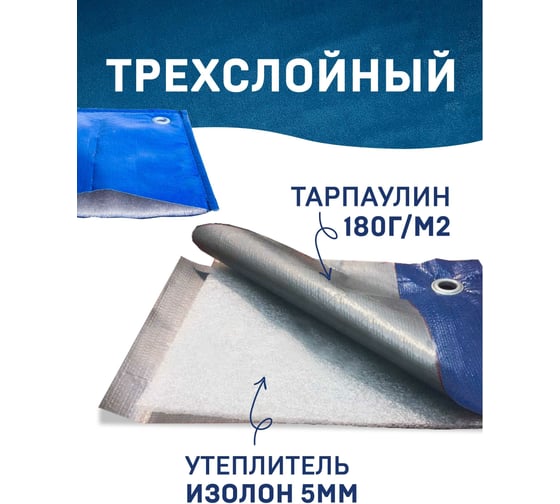 Тент тарпаулин утепленный 2x3 м, 180 г/м2 Rendell 3058944