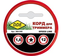 Корд триммерный на подвесе Speed line 1.6 мм, 12 м, красный, звезда DDE 908-948