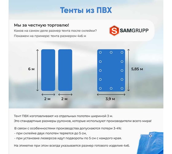 Тент SAMGRUPP укрывной пвх 450-500 гр. 4x6  SAMP-079045046П