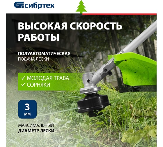 Катушка полуавтоматическая, легкая заправка, гайка М10x1.25 левая для триммера СИБРТЕХ 96374