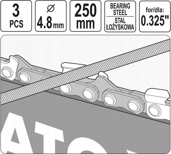 Напильники для заточки цепи 4.8 мм, 3 шт YATO YT-85027
