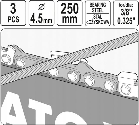 Напильники для заточки цепи 4.5 мм, 3 шт YATO YT-85026