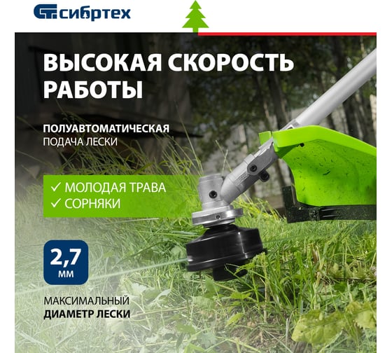 Катушка полуавтомат для триммера легкая заправка лески, гайка М10x1,25 левая СИБРТЕХ 96375