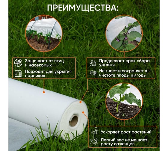 Материал укрывной для растений спанбонд белый агроткань от сорняков спантекс гео 3.2x10 м, 60 г/м2 ООО Миротент МД-00000152