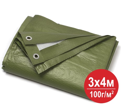 Тент универсальный укрывной маскировочный зима-лето 3x4 м, 100 г/м2, люверс 1 м, полипропилен ООО Миротент МД-00000259