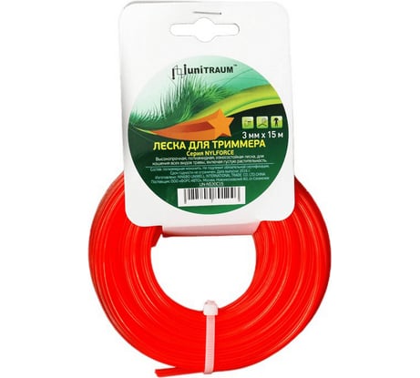 Леска для триммера звезда (3 мм, 15 м) UNITRAUM UN-NS30C15