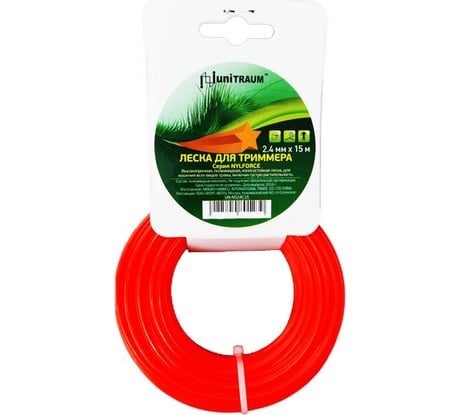 Леска для триммера звезда (2.4 мм, 15 м) UNITRAUM UN-NS24C15